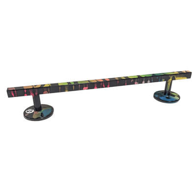Teak Tuning Straight, Square Fingerboard Rail, 10" Long - Steel Construction - Florescent Swirl
