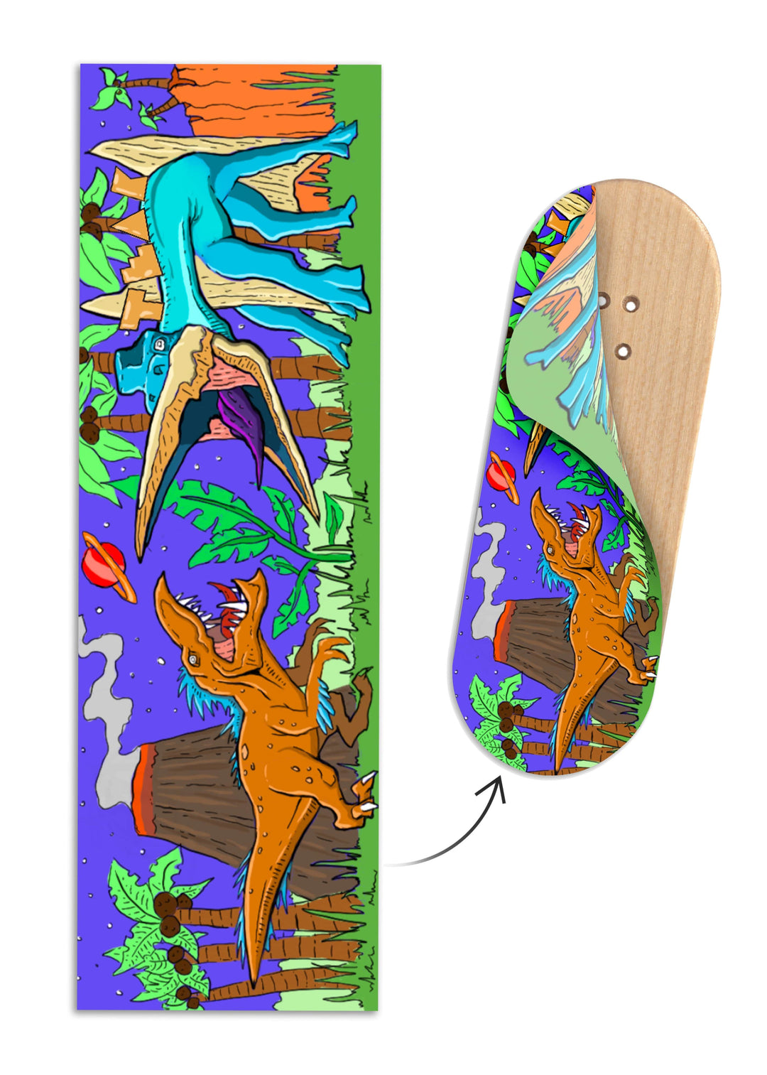 Teak Tuning "Chilla'Saurus" Teak Team Rider Collaboration Deck Graphic Wrap - 35mm x 110mm