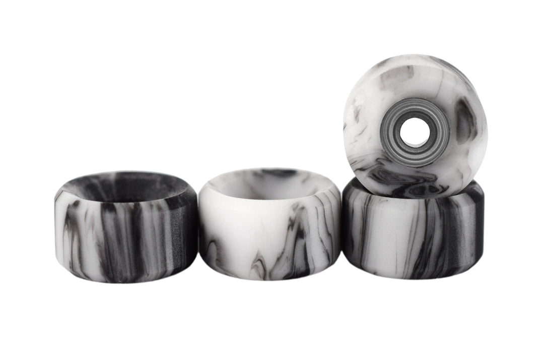 Teak Tuning Slim Bowl Fingerboard Wheels - 61D Urethane, ABEC-9 Bearings - Grey & White Swirl Colorway