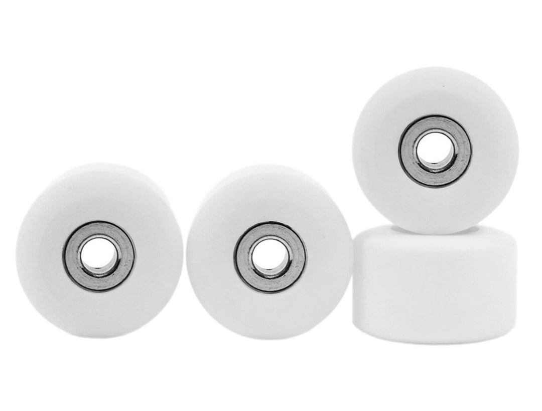 Teak Tuning Apex 71D Urethane Fingerboard Wheels, New Street Shape, Ultra Spin Bearings - White Snow Colorway - Set of 4