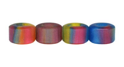 Teak Tuning Apex Urethane Fingerboard Wheels, New Street Style, Geode Series - ABEC-9 Stealth Bearings - 77D - Solar Druzy Colorway