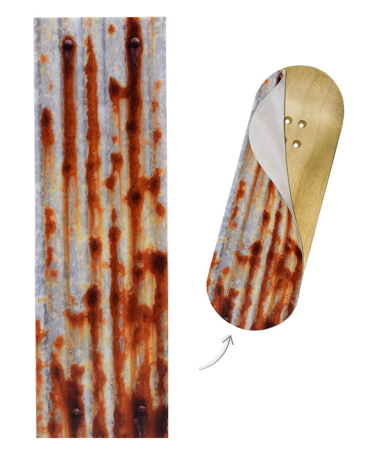 Teak Tuning Teak Swap Fingerboard Deck & Graphic Wrap - "Rusty Metal" - 32mm x 97mm