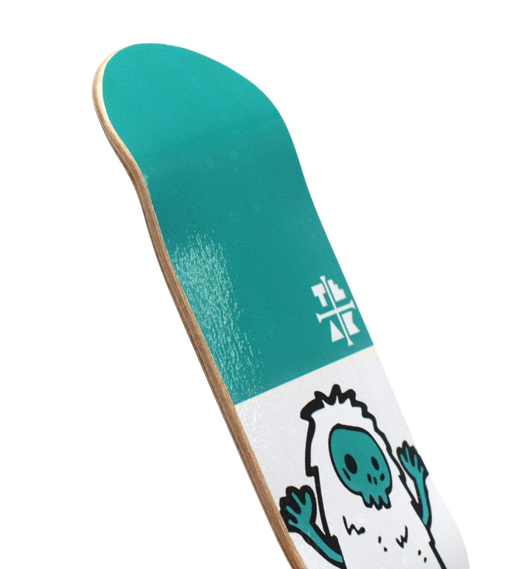 Teak Tuning Heat Transfer Graphic Wooden Fingerboard Deck, "Teal Yeti" - 32mm x 97mm