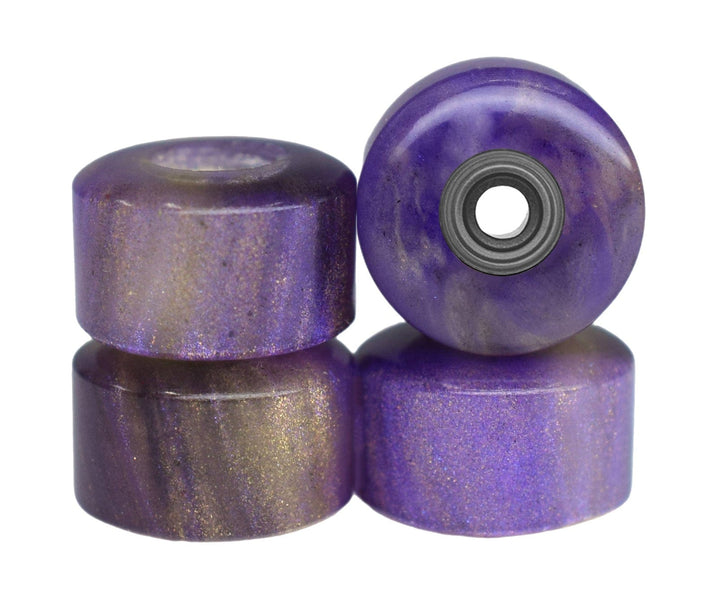 Teak Tuning Apex Urethane Fingerboard Wheels, New Street Style, Geode Series - ABEC-9 Stealth Bearings - 77D - Grape Agate Swirl Colorway