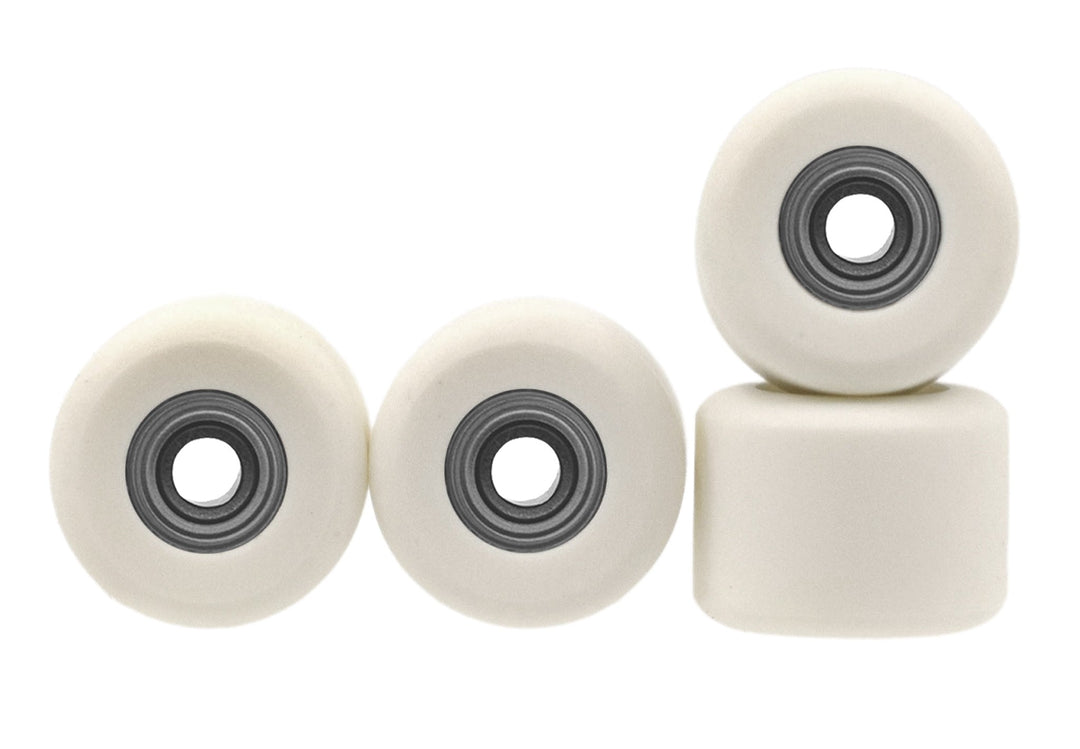 Teak Tuning Apex 71D Urethane Fingerboard Wheels, Mini "Shorty" Shape, Premium ABEC-9 Stealth Bearings - Cream Colorway - Set of 4