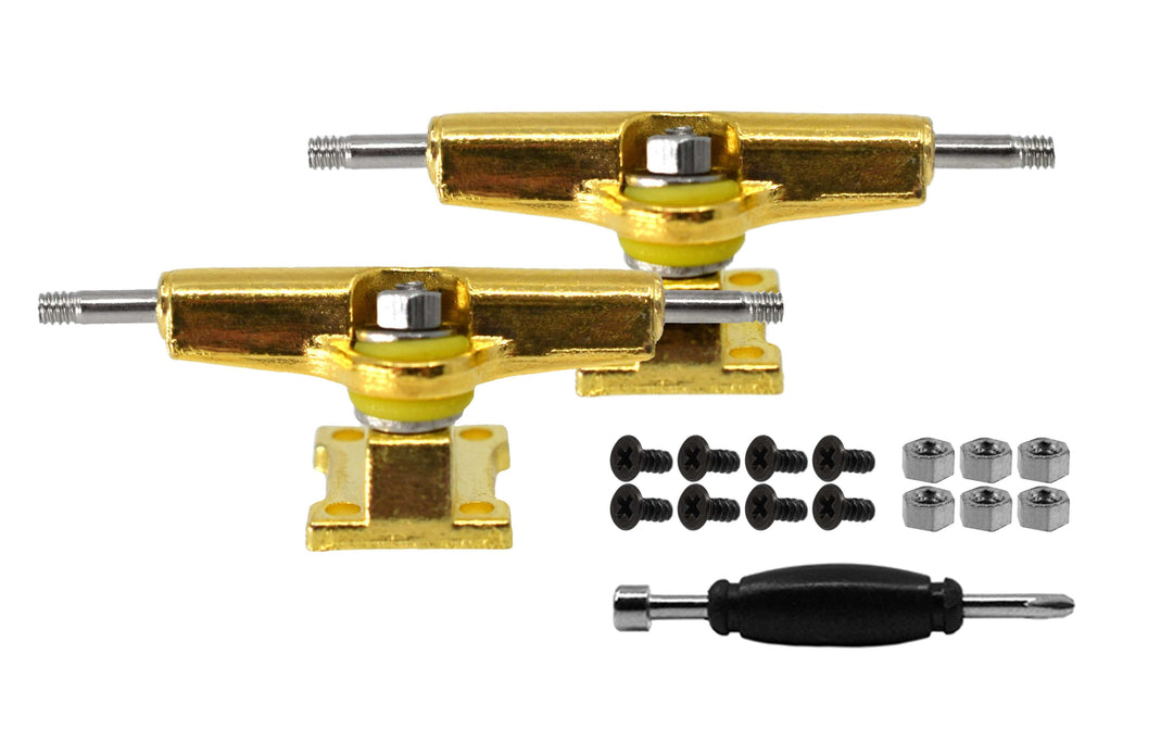 Teak Tuning Fingerboard Mini Trucks with Standard Tuning, Gold - 29mm Width Gold