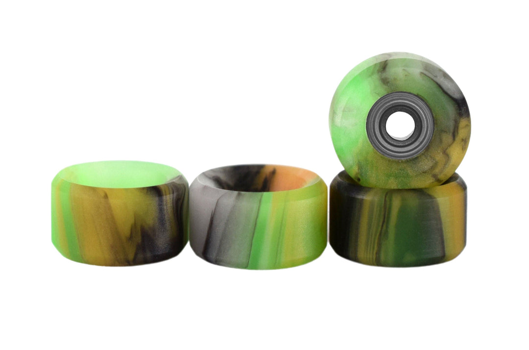 Teak Tuning Slim Bowl Fingerboard Wheels - 61D Urethane, ABEC-9 Bearings - Spooky Swirl Colorway