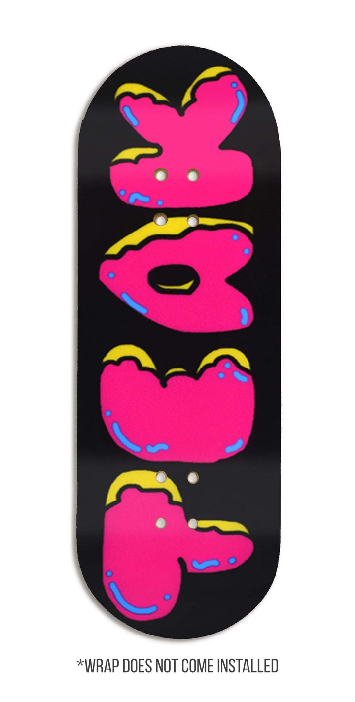 Teak Tuning Teak Swap Fingerboard Deck & Graphic Wrap - "Teak Donut Logo, Pink & Black" - 32mm x 97mm
