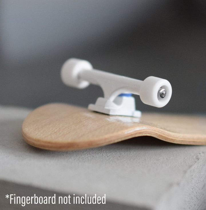 Teak Tuning Apex 71D Urethane Fingerboard Wheels, Mini "Shorty" Shape, Premium ABEC-9 Stealth Bearings - White Snow Colorway - Set of 4