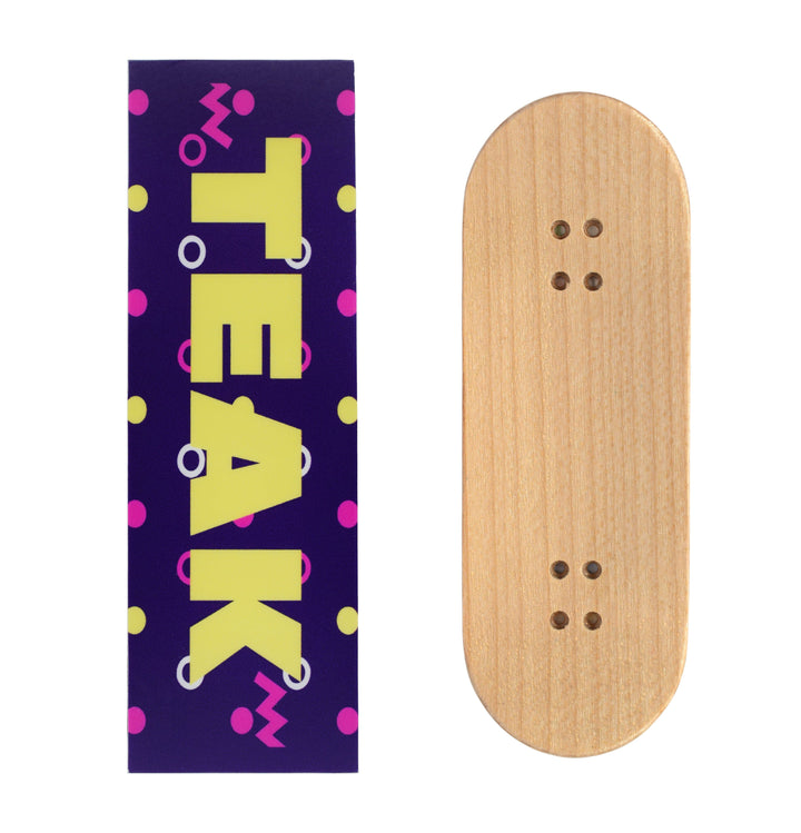 Teak Tuning Teak Swap Fingerboard Deck & Graphic Wrap - "Confetti Teak Logo" - 32mm x 97mm