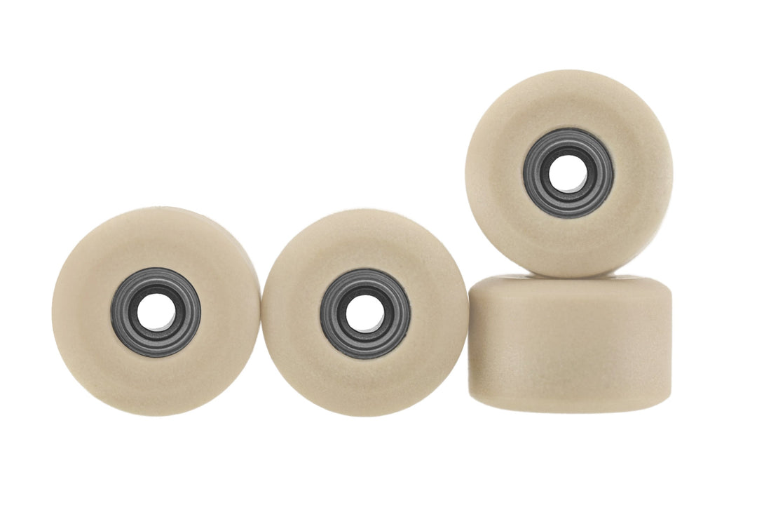 Teak Tuning Apex 65D All Terrain Polymer (ATP) Fingerboard Wheels, New Street Shape - Premium ABEC-9 Stealth Bearings - Coyote Tan Colorway - Set of 4