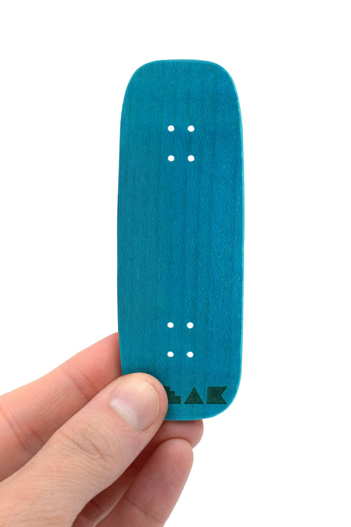 Teak Tuning PROlific Wooden 5 Ply Fingerboard Boxy Deck 32x96mm - Teak Teal - with Color Matching Mid Ply