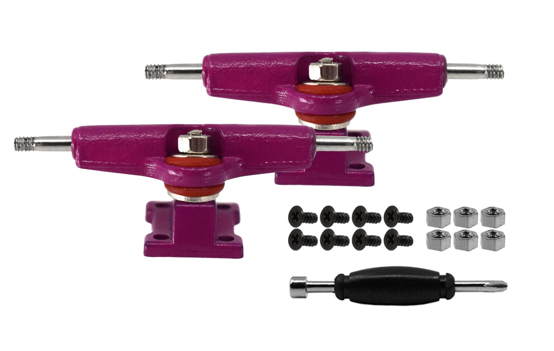 Teak Tuning Fingerboard Mini Trucks with Standard Tuning, Purple - 29mm Width Purple