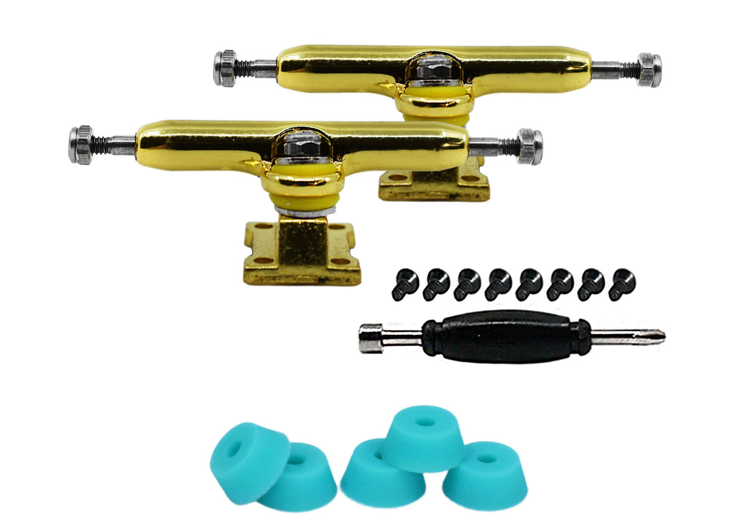 Teak Tuning Professional Shaped Prodigy Trucks, Gold Colorway - 32mm Wide Gold Chrome