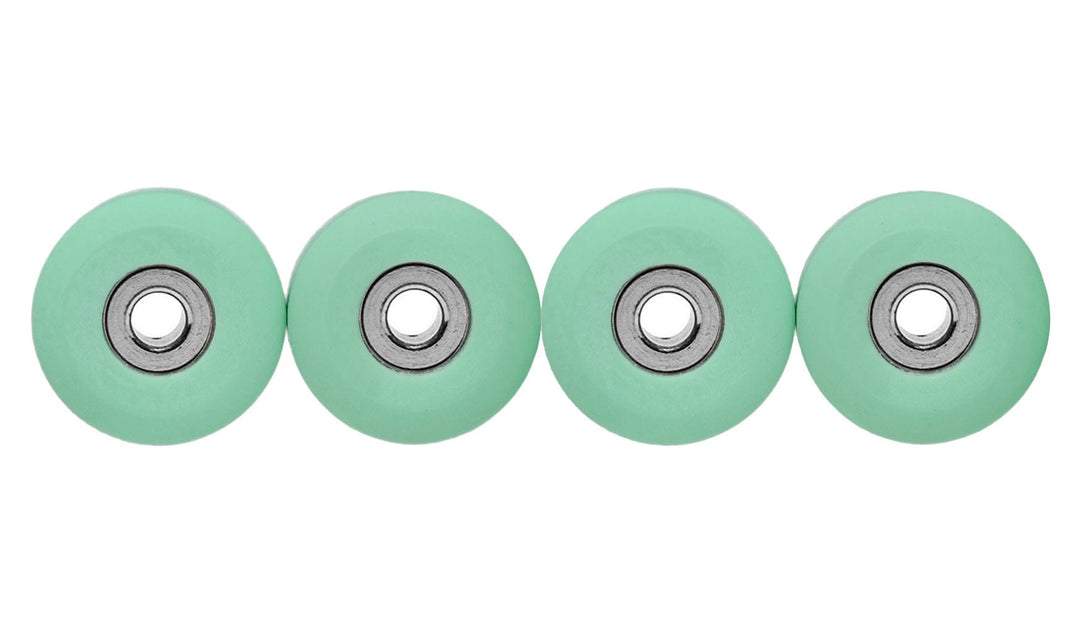 Teak Tuning Apex 71D Urethane Fingerboard Wheels, New Street Shape, Ultra Spin Bearings - Mint Colorway - Set of 4