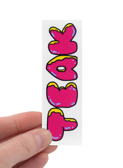 Teak Tuning "Donut Teak Logo, White" Deck Graphic Wrap (Transparent Background) - 35mm x 110mm