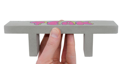 Teak Tuning Color Graphic Concrete Fingerboard Bench, 7" Long