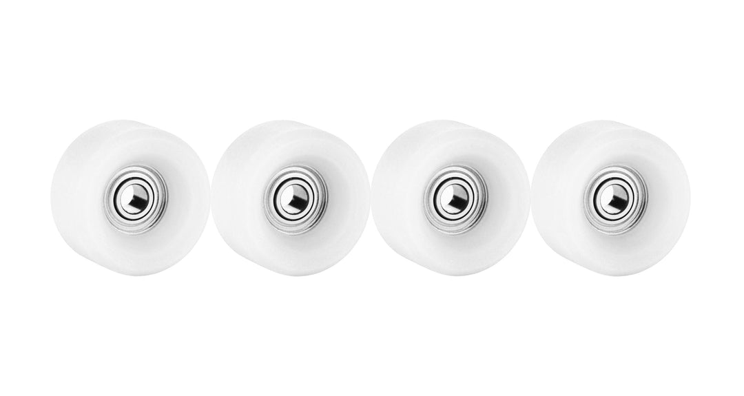 Teak Tuning Slim Bowl Fingerboard Wheels - 61D Urethane, ABEC-9 Bearings - White Snow Colorway