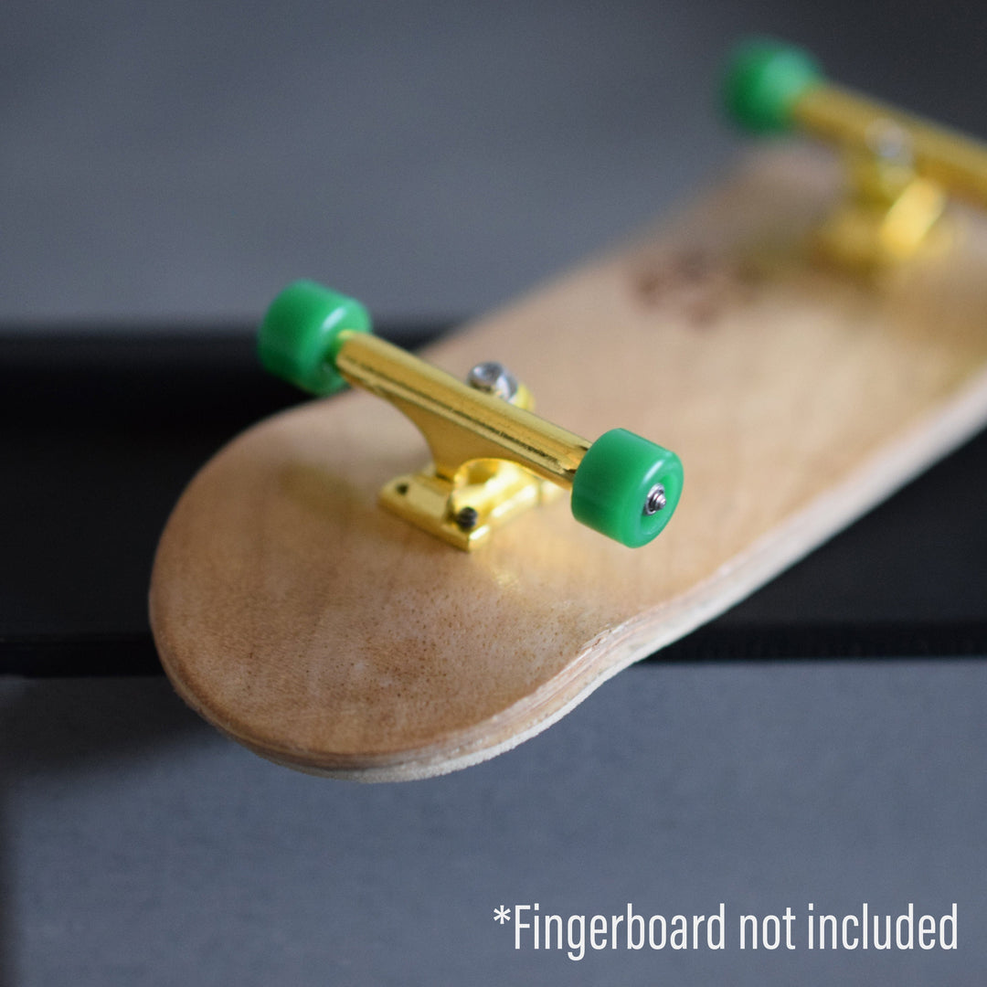 Teak Tuning Apex 85D Premium Plastic Fingerboard Wheels, Mini "Shorty" Shape - Premium ABEC-9 Stealth Bearings - Kelly Green Colorway - Set of 4