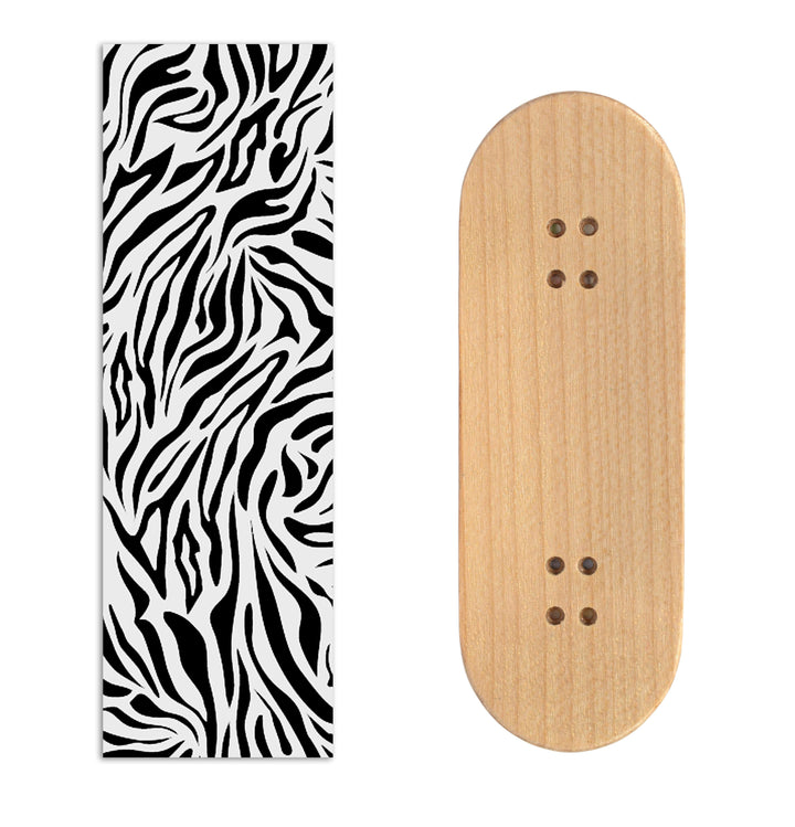 Teak Tuning Teak Swap Fingerboard Deck & ColorBlock Wrap - "Zebra Print" - 32mm x 97mm