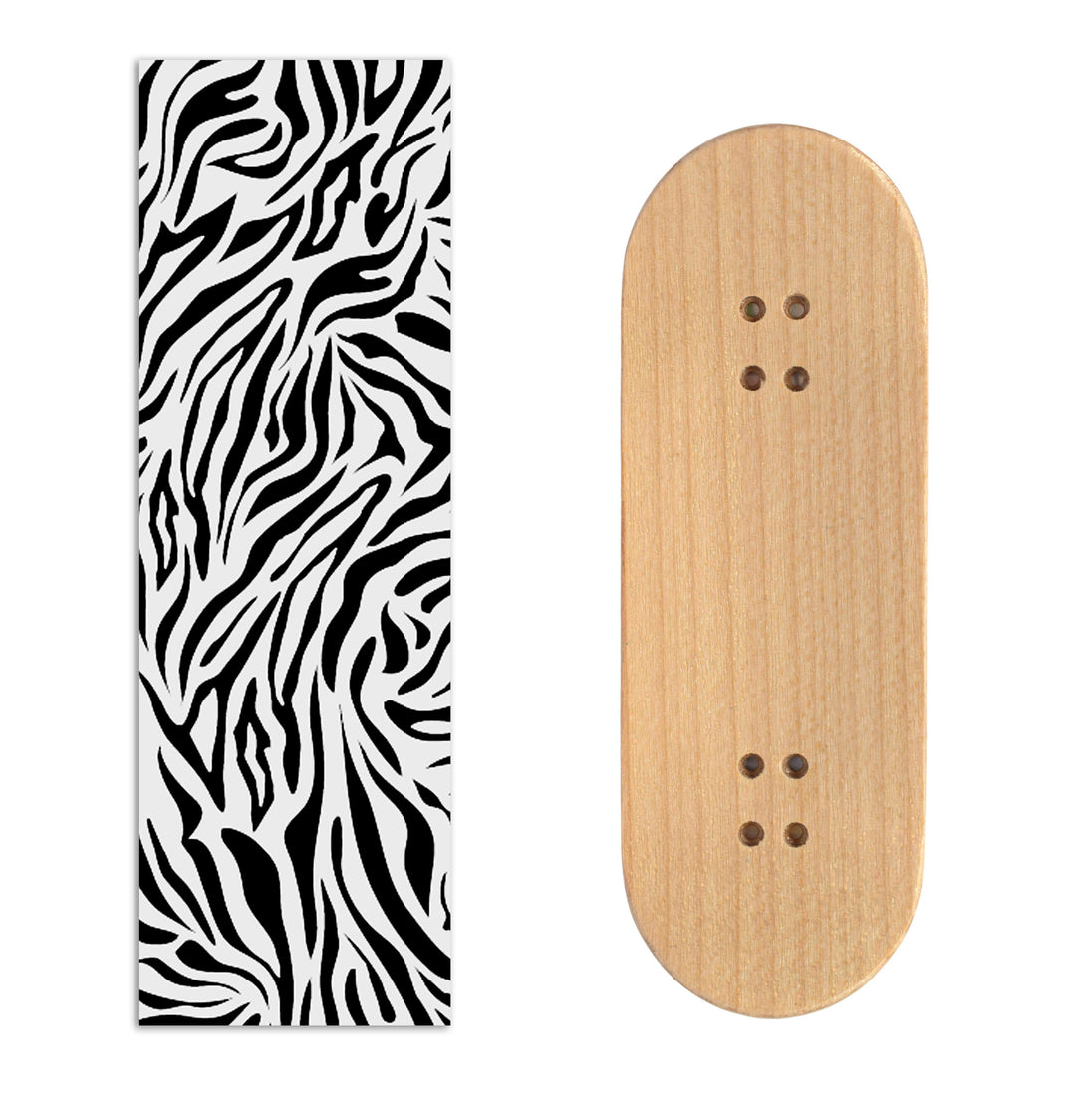 Teak Tuning Teak Swap Fingerboard Deck & ColorBlock Wrap - "Zebra Print" - 32mm x 97mm