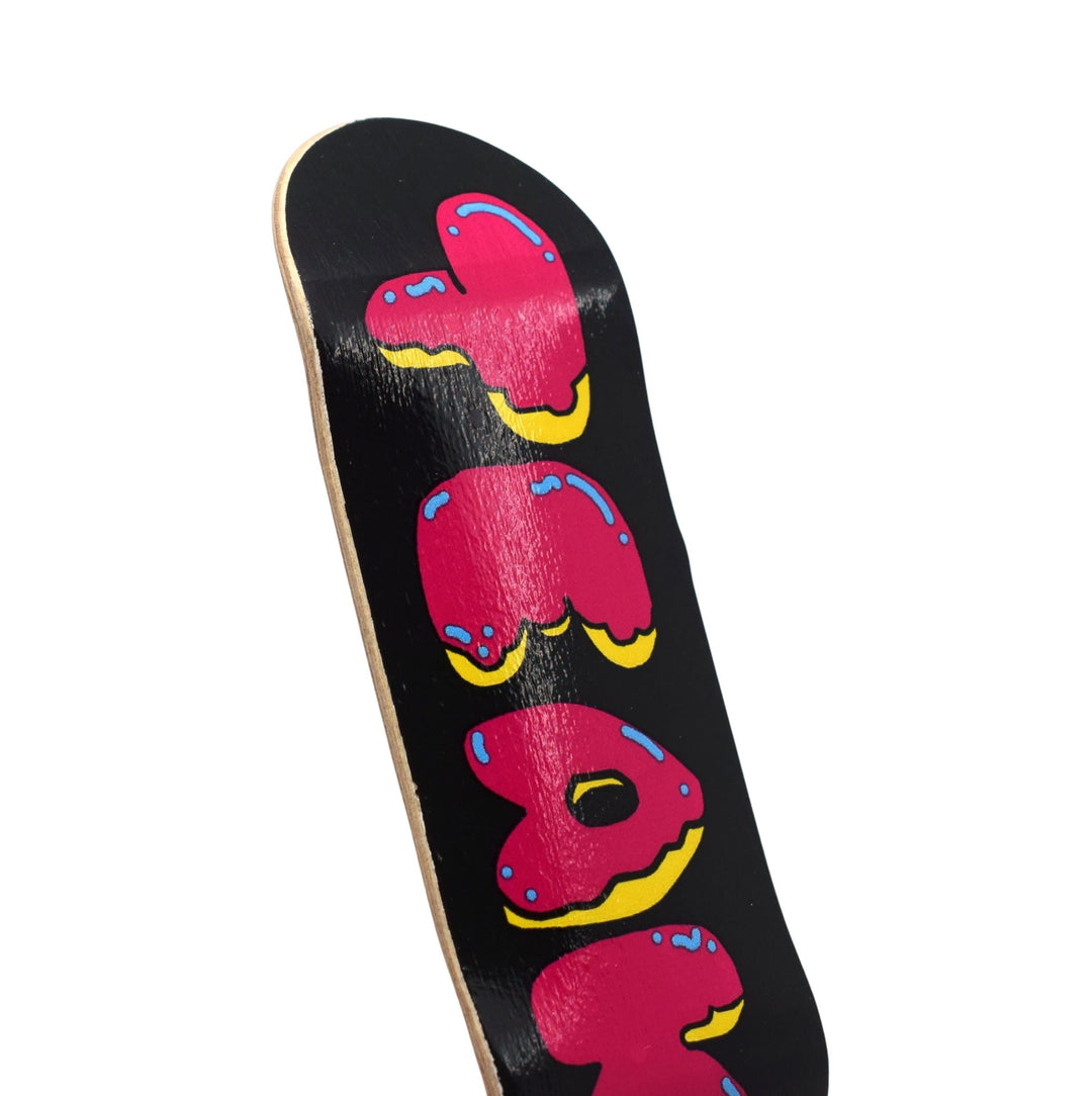 Teak Tuning Heat Transfer Graphic Wooden Fingerboard Deck, "Donut Teak Logo" - 32mm x 97mm