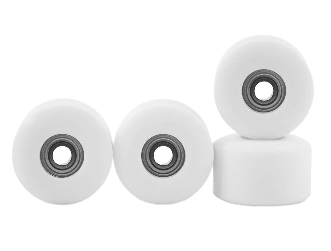 Teak Tuning Apex 61D Urethane Fingerboard Wheels, New Street Shape, Ultra Spin Bearings - White Snow Colorway - Set of 4