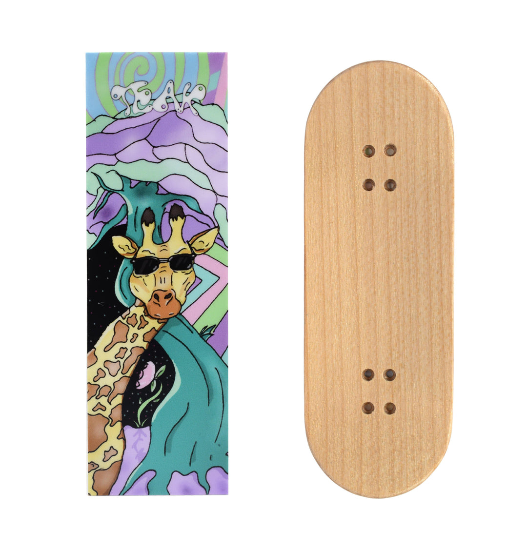 Teak Tuning Teak Swap Fingerboard Deck & Graphic Wrap - "Graffiti Giraffe" - 32mm x 97mm