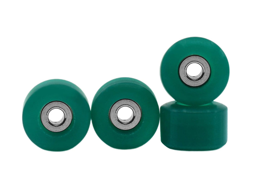 Teak Tuning Apex 71D Urethane Fingerboard Wheels, New Street Shape, Ultra Spin Bearings - Jade Green Colorway - Set of 4