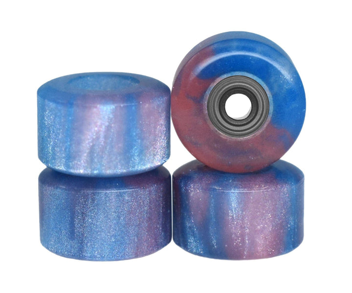 Teak Tuning Apex Urethane Fingerboard Wheels, New Street Style, Geode Series - ABEC-9 Stealth Bearings - 77D - Tanzanite Swirl Colorway