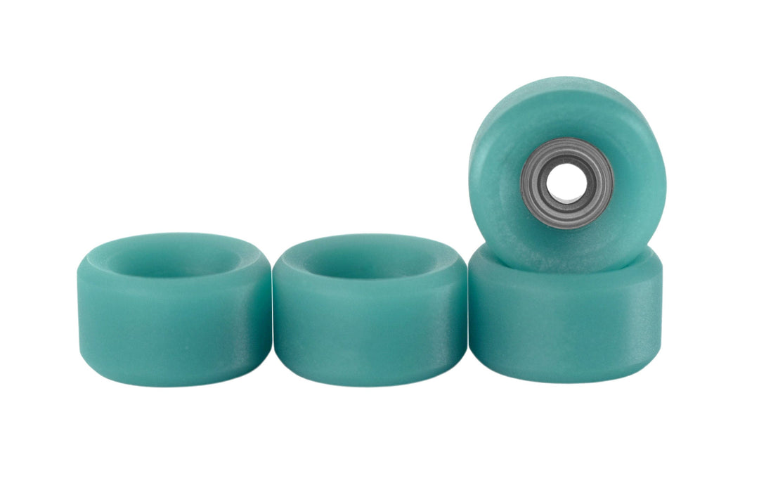 Teak Tuning Slim Bowl Fingerboard Wheels - 61D Urethane, ABEC-9 Bearings - Teak Teal Colorway