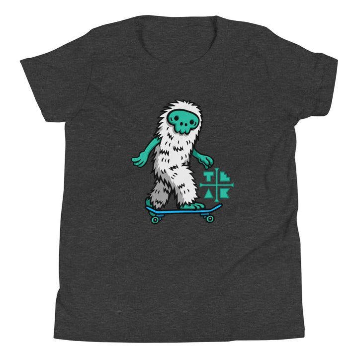 Teak Tuning Pro Fingerboards Yeti Skating - Youth Short Sleeve T-Shirt Dark Grey Heather / S