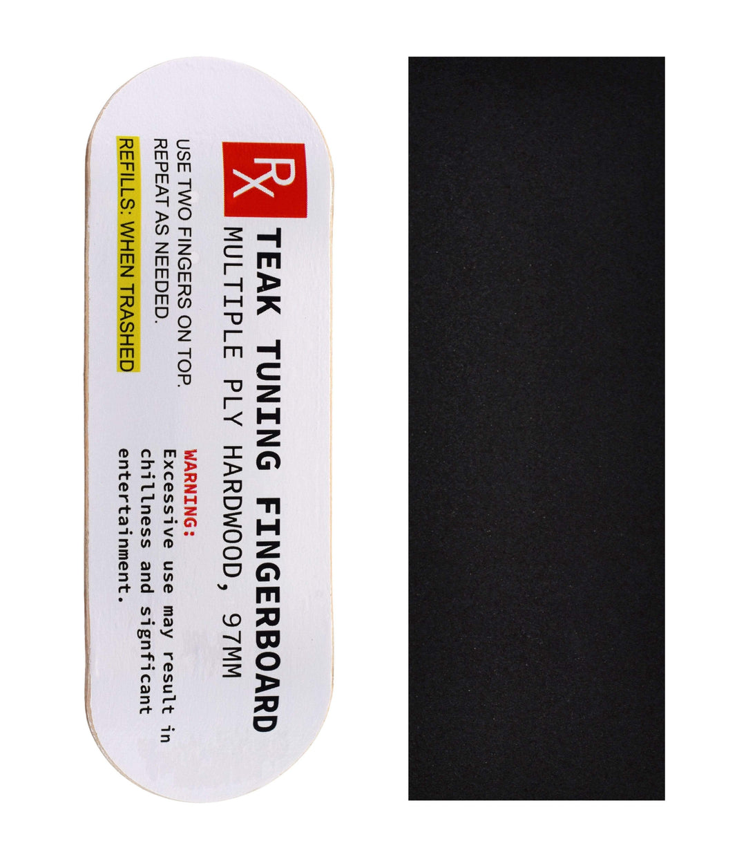 Teak Tuning Heat Transfer Graphic Wooden Fingerboard Deck, "Teak Prescription" - 32mm x 97mm