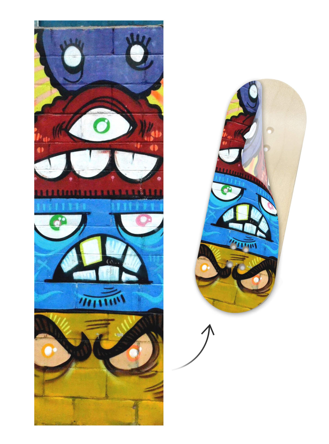 Teak Tuning "Stack 'Em Monsters" Deck Graphic Wrap - 35mm x 110mm