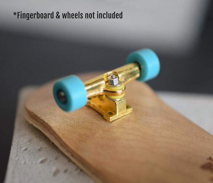 Teak Tuning Fingerboard Mini Trucks with Standard Tuning, Gold - 29mm Width Gold