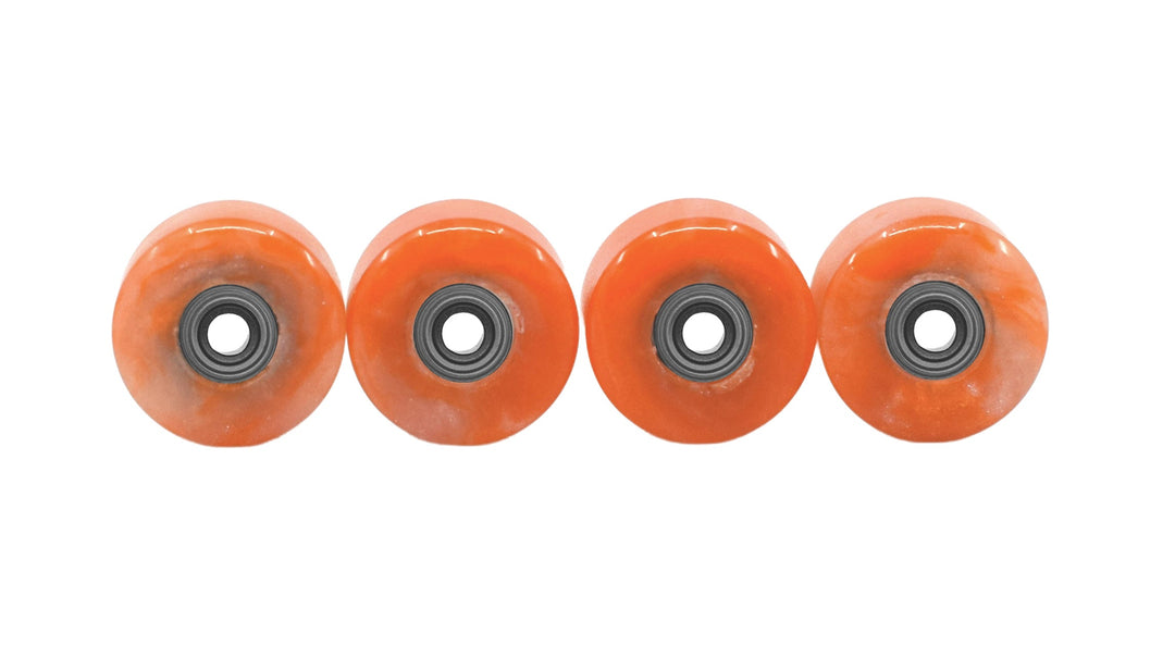 Teak Tuning Apex Urethane Fingerboard Wheels, New Street Style, Geode Series - ABEC-9 Stealth Bearings - 77D - Citrine Swirl Colorway